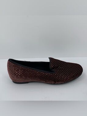 Munro Jerri smoking flat loafer shoe brown velvet metallic dots comfort 8.5 WIDE